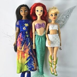 Disney Ariel, Tinker Bell, and Isabela Dolls